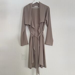 PinkLine Beach Blush Duster Robe Cover Up Size M Dark Beige Khaki Resort Wear